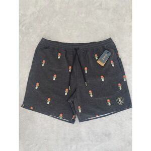 Roark Volley Shorts Mens XL Black Shorey 16" Deep Roots Floral Pocket Drawstring